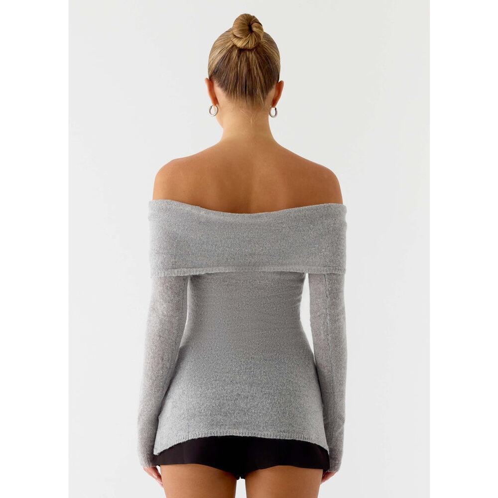 NWT Peppermayo Romeo Bardot Knit Top Grey Size Medium - Picture 2 of 7